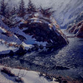 Painting of Crater Lake near Cordova Alaska by David Rosenthal Antarctic Painter